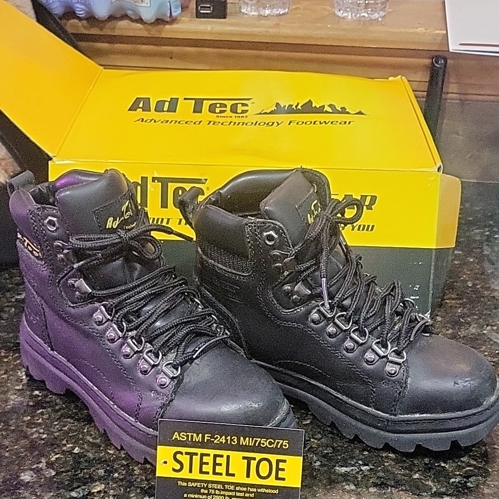 AdTec steel toe boots in black with Box SIZE 7